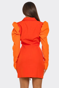 orange zip dress Bold Beyond Measure Zip Front Strapless Mini Dress (Orange)