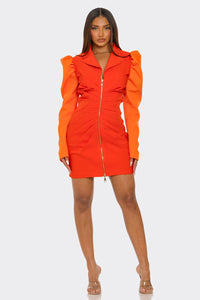 orange zip dress Backless Split Hem Halter Snatched Deep V-Neck, Lucia Zip Maxi Dress in Orange, Size XS,