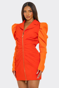 orange zip up dress Two-Tone Orange Zip-Up Dress – ATHINA RETAIL