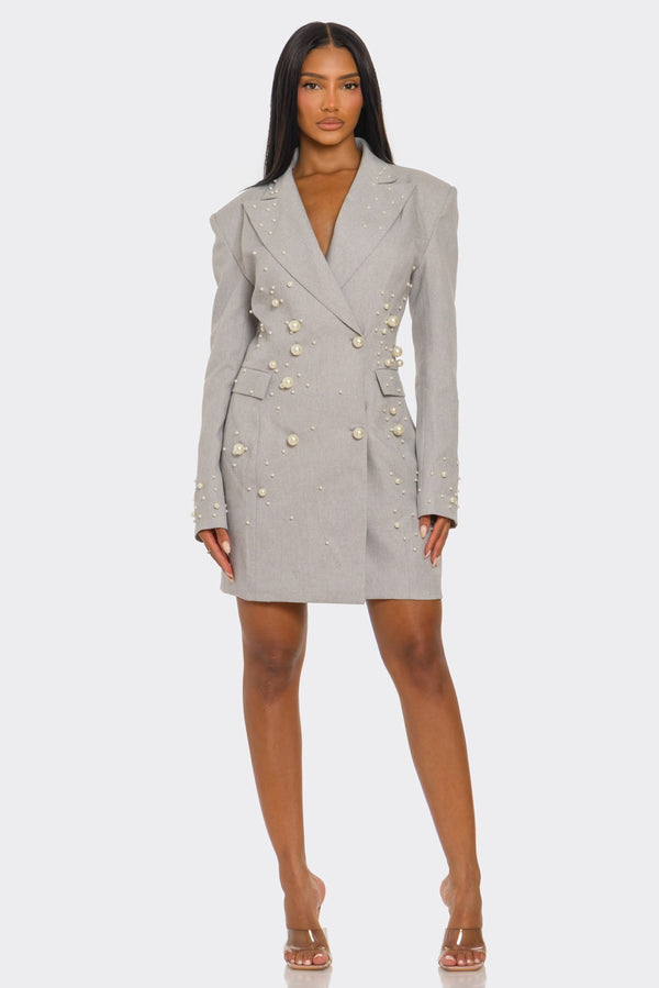 PLUS Monet Pearl Embellished Blazer Dress
