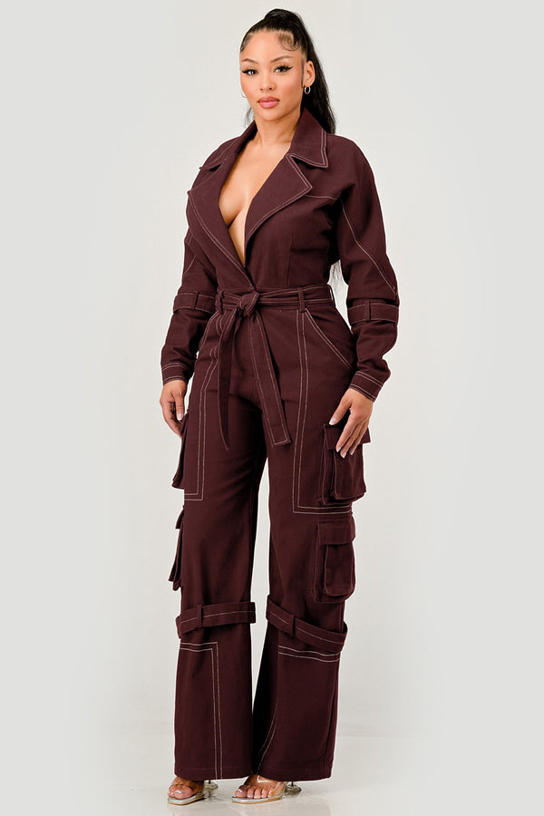 Cargo Pocket Belted Jumpsuit