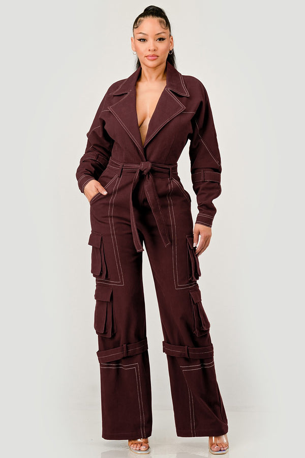 Cargo Pocket Belted Jumpsuit