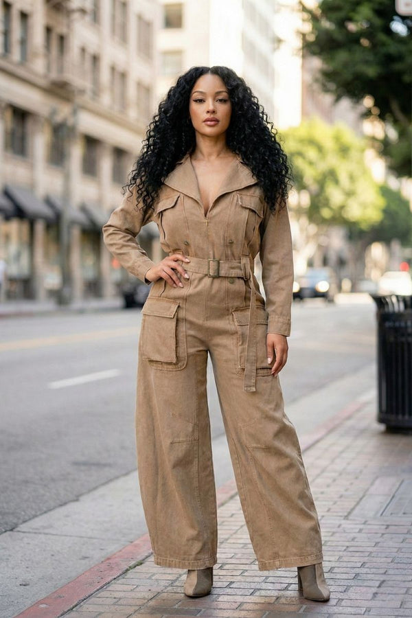 Utility Belted Wide-Leg Jumpsuit