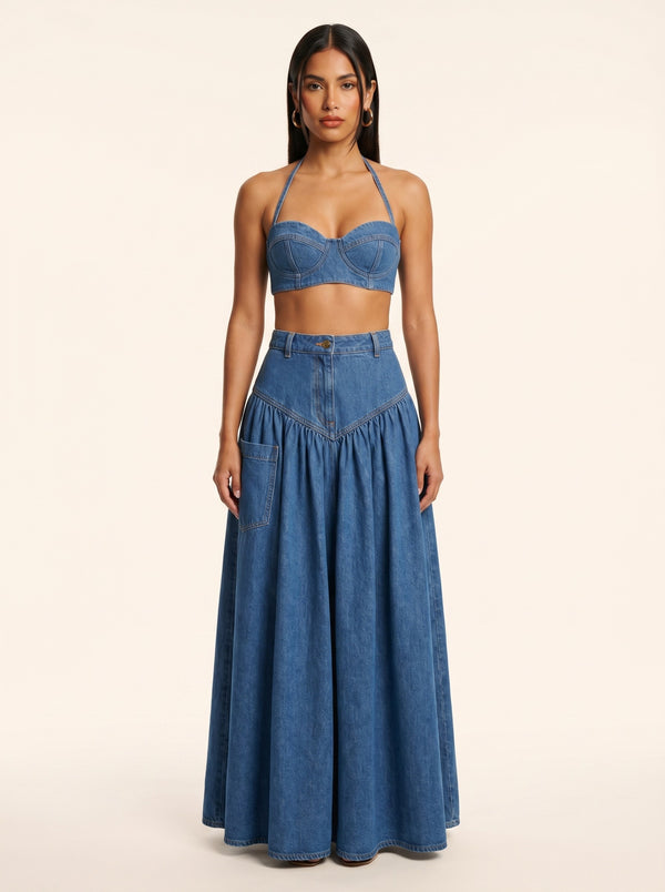 Two-Piece Wide-Leg Pant Set