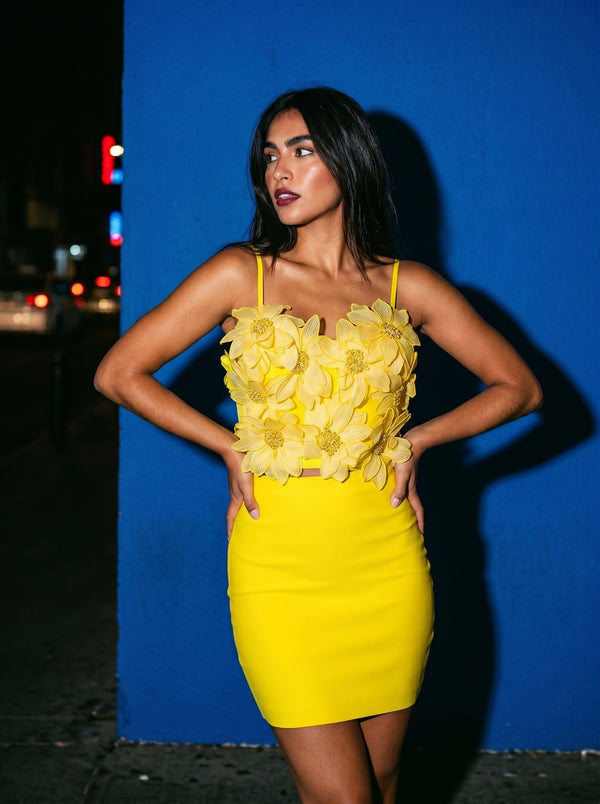 Blooming Petal Corsage Mini Dress
