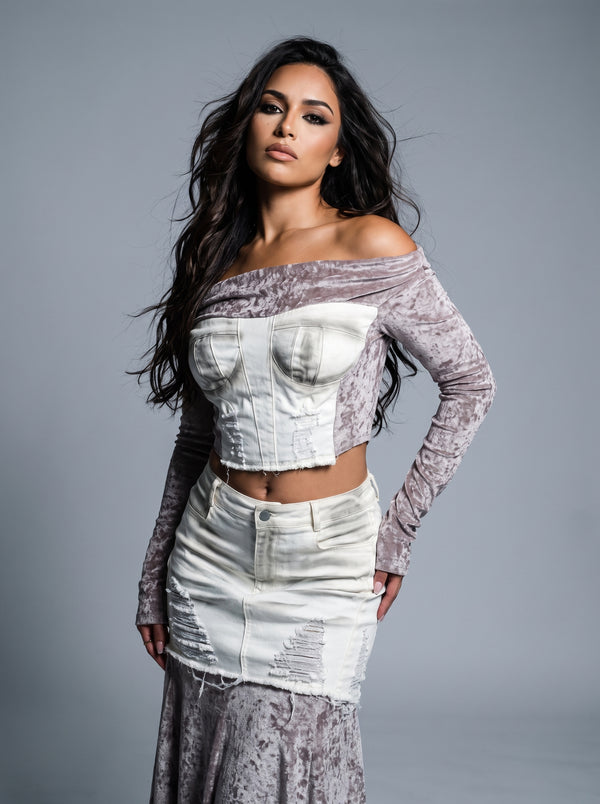 Velvet-Denim Fusion Set